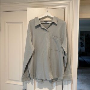Eddie Bauer Light Gray Waffle Knit Shirt